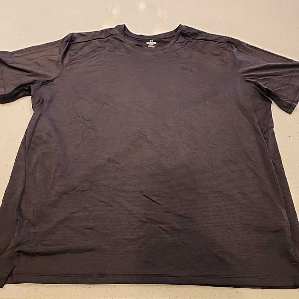 Mens Under Armour Shirt 2XL Loose Charcoal Gray Black Short Sleeve Athletic